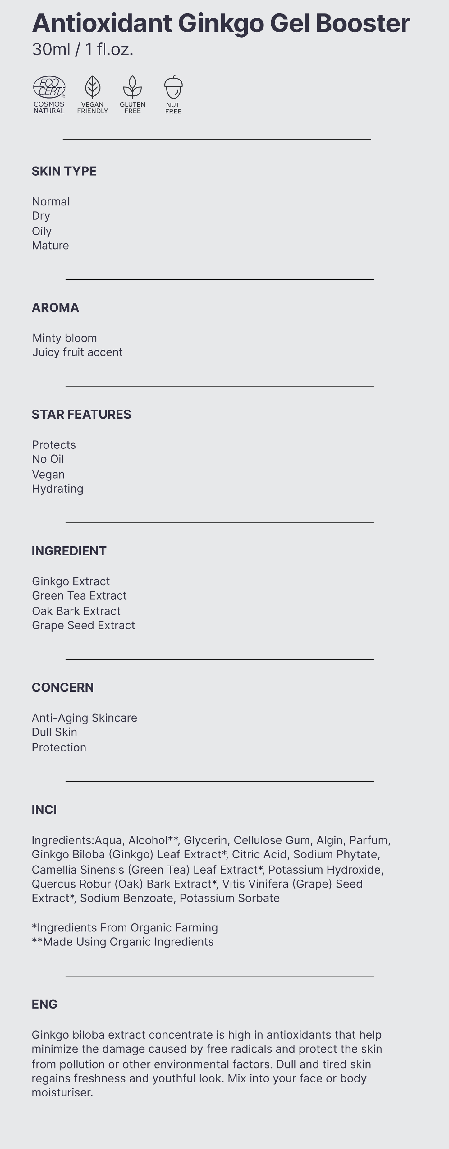 Antioxidant Ginkgo Gel Booster